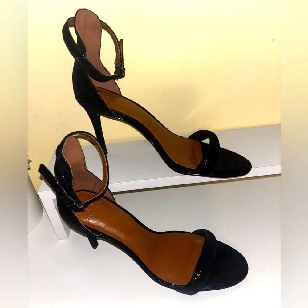 H by Halston Black Ankle Strap Stiletto Heels Minimalist Evening Prom 8